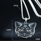 Black Cat Pendant Necklace Pentacle Witchcraft Wiccan