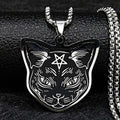 Black Cat Pendant Necklace Pentacle Witchcraft Wiccan