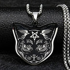 Black Cat Pendant Necklace Pentacle Witchcraft Wiccan