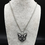 Black Cat Pendant Necklace Pentacle Witchcraft Wiccan