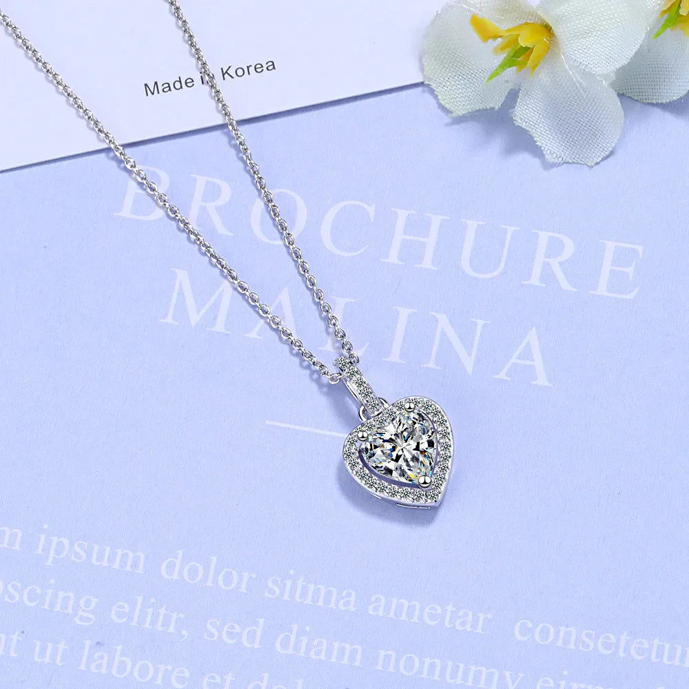 Silver Heart Pendant Necklace for Women