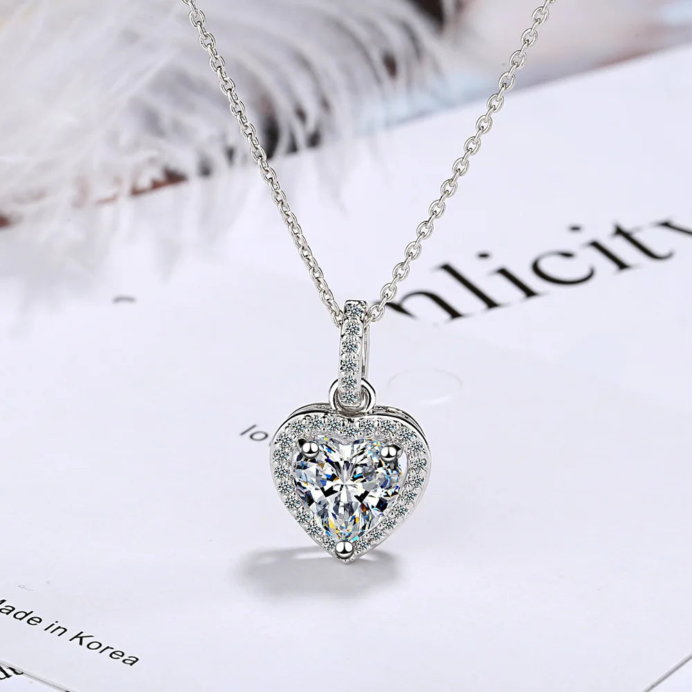 Silver Heart Pendant Necklace for Women