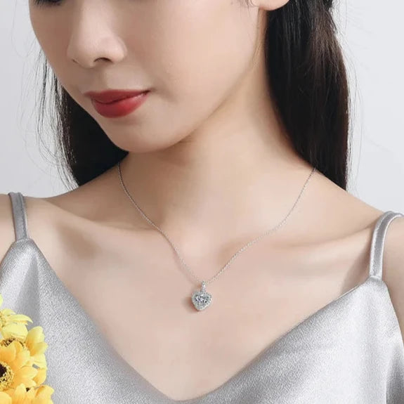 Silver Heart Pendant Necklace for Women