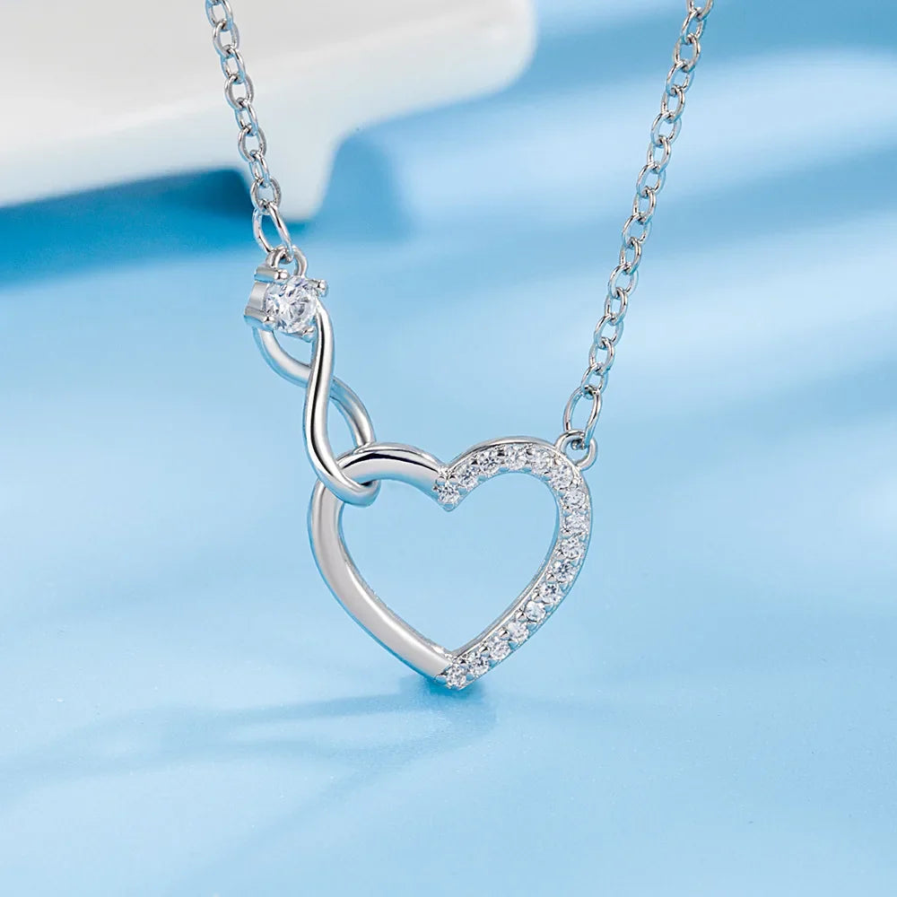 Silver Infinity Heart Pendant Necklace