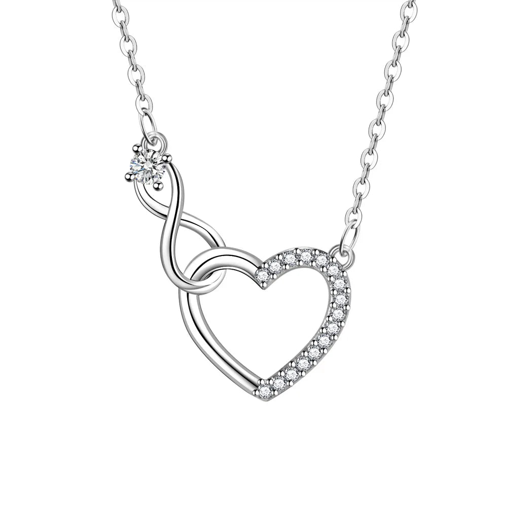 Silver Infinity Heart Pendant Necklace