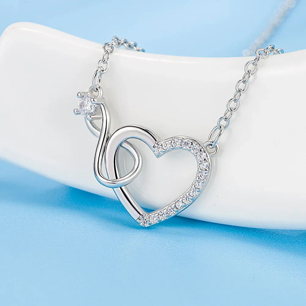 Silver Infinity Heart Pendant Necklace