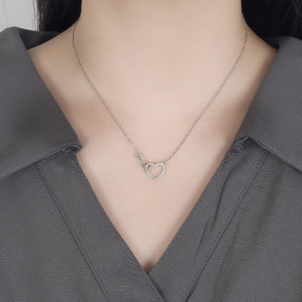 Silver Infinity Heart Pendant Necklace