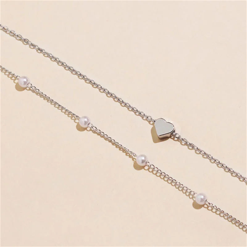 Heart & Pearl Pendant Necklace silver