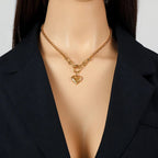 Gold Heart Choker Pendant Necklace