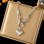 Silver Heart Choker Pendant Necklace