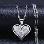 Heart Pendant Necklace & Silver and White Zircons