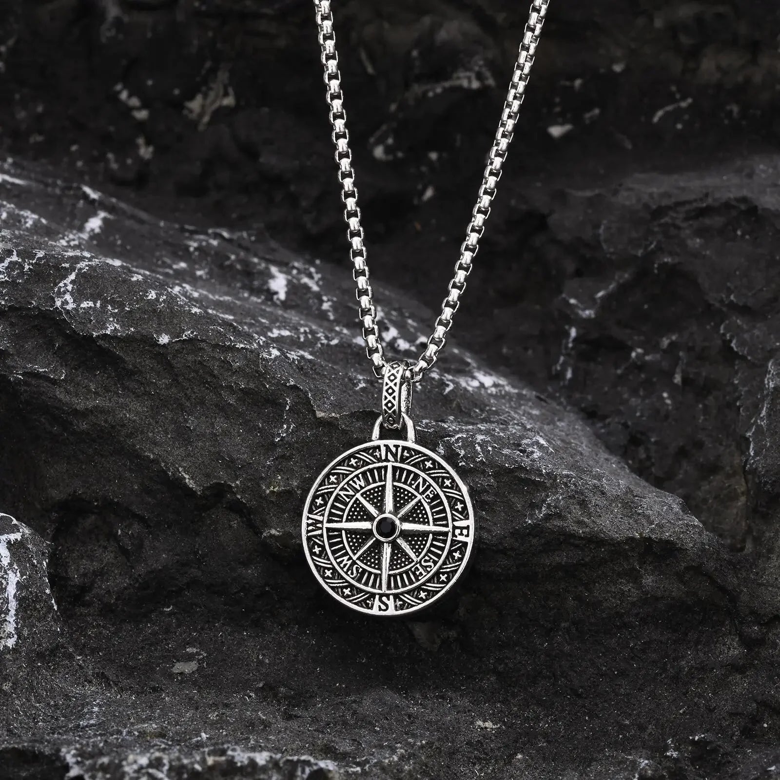 Nautical Compass Pendant Necklace Rose of the Winds Men