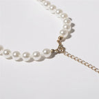 Seashell Pendant Necklace Scallop Shell with White Pearls