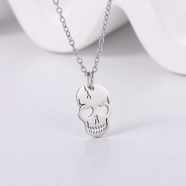 Silver Skull Pendant Necklace
