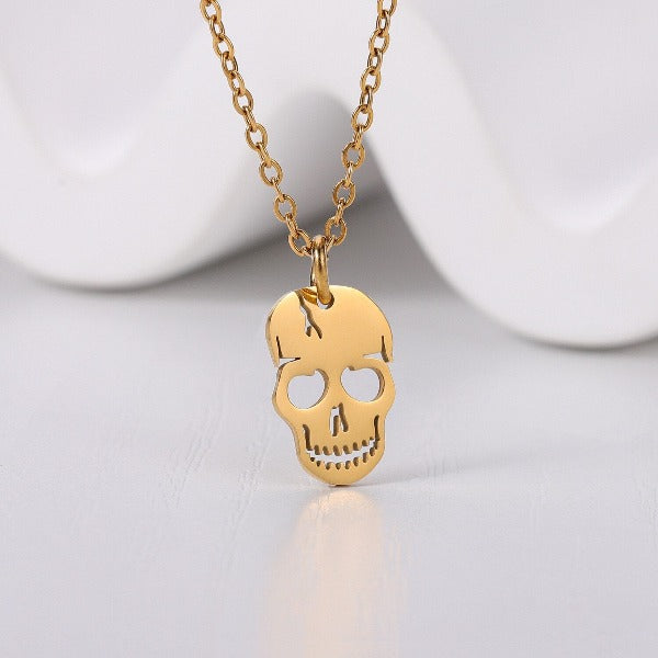 Gold Skull Pendant Necklace