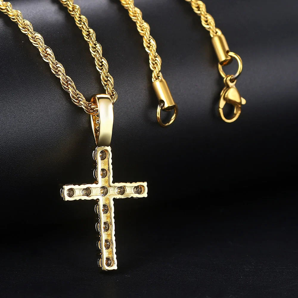 Necklace & Cross Pendant Zircons gold