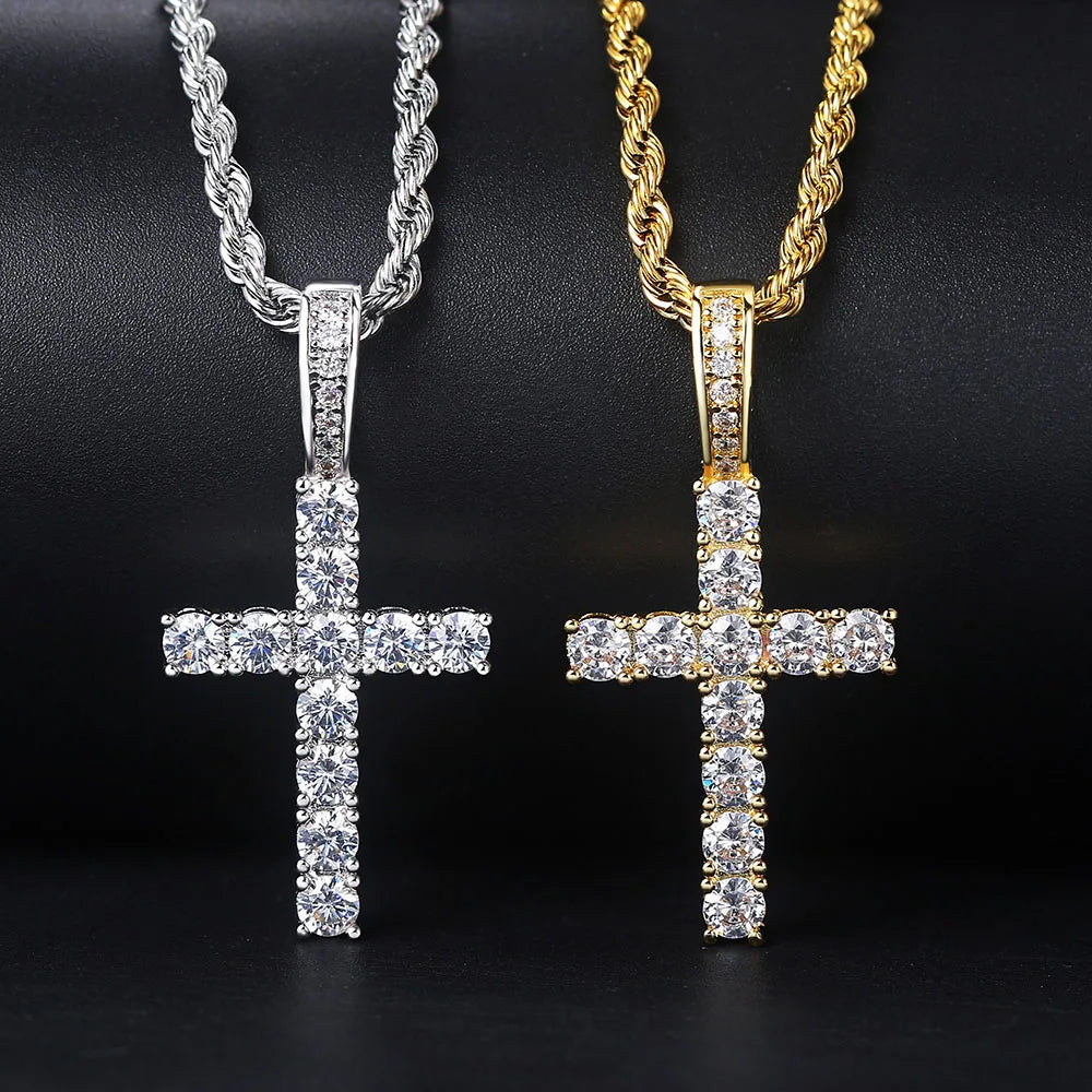 Necklace & Cross Pendant Zircons silver
