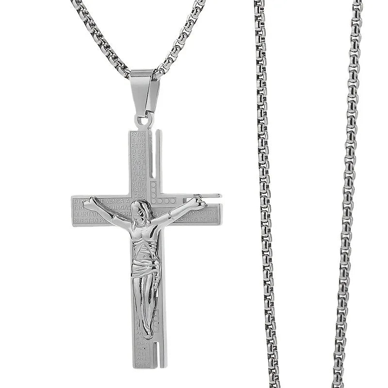 Men's Crucifix Necklace & Pendant Jesus Cross