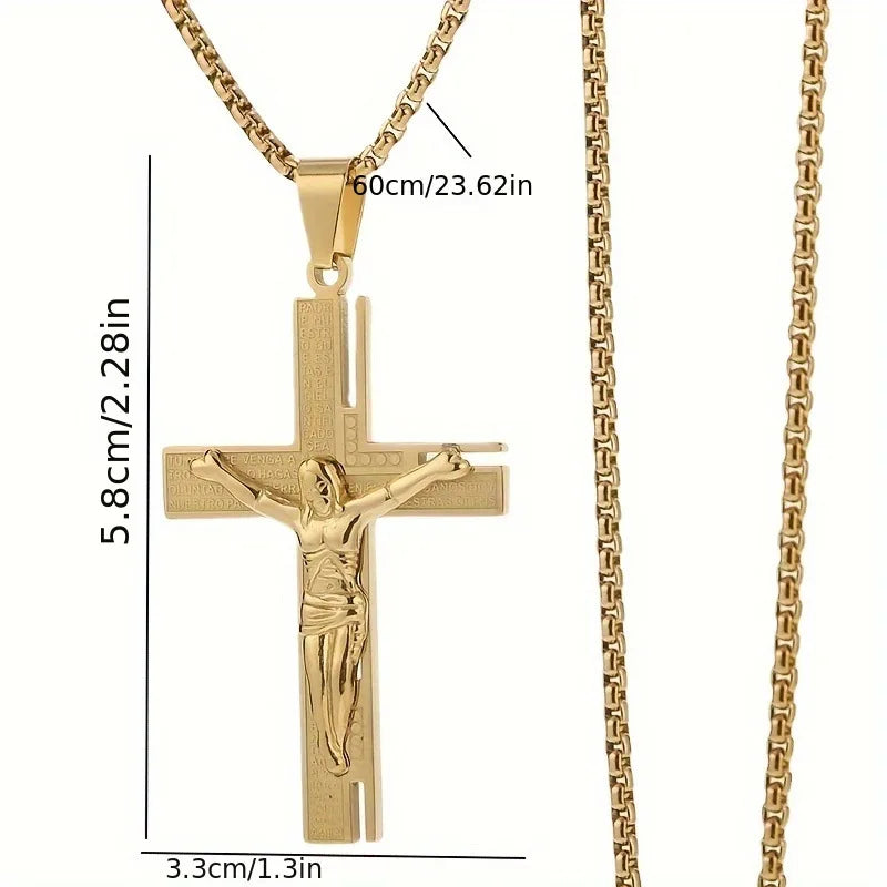 Men's Crucifix Necklace & Pendant Jesus Cross