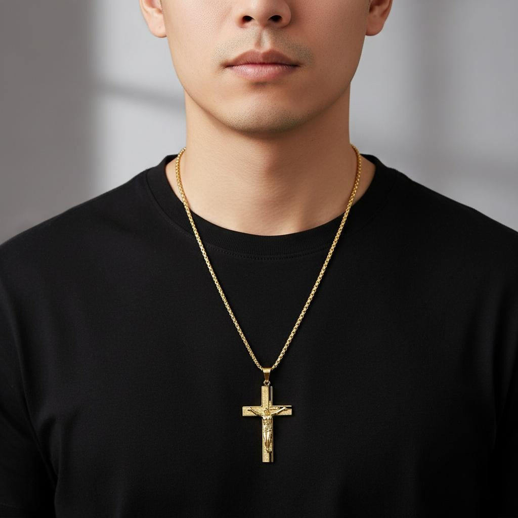 Men's Crucifix Necklace & Pendant Jesus Cross