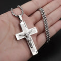 Men's Jesus Cross Crucifix Necklace & Pendant silver