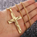 Men's Jesus Cross Crucifix Necklace & Pendant gold