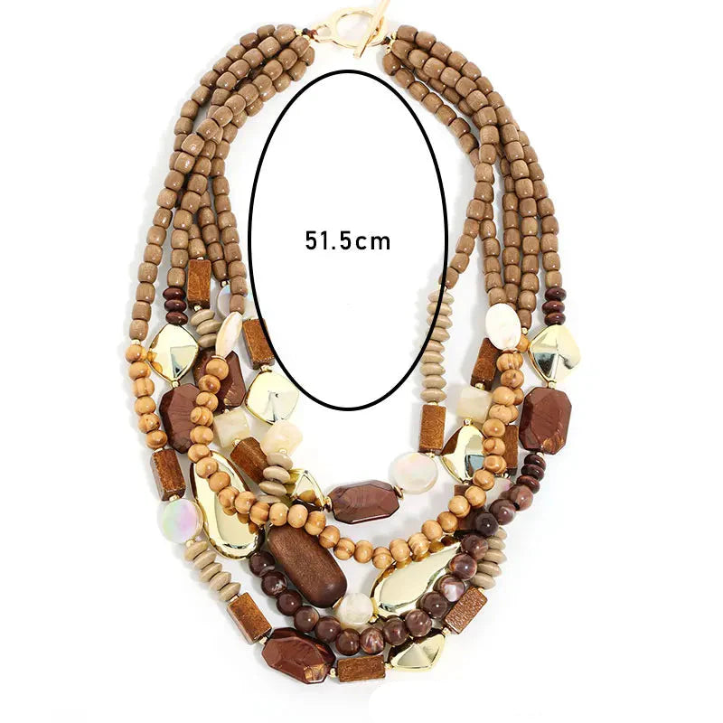 Wood and Pearl Pendant Necklace