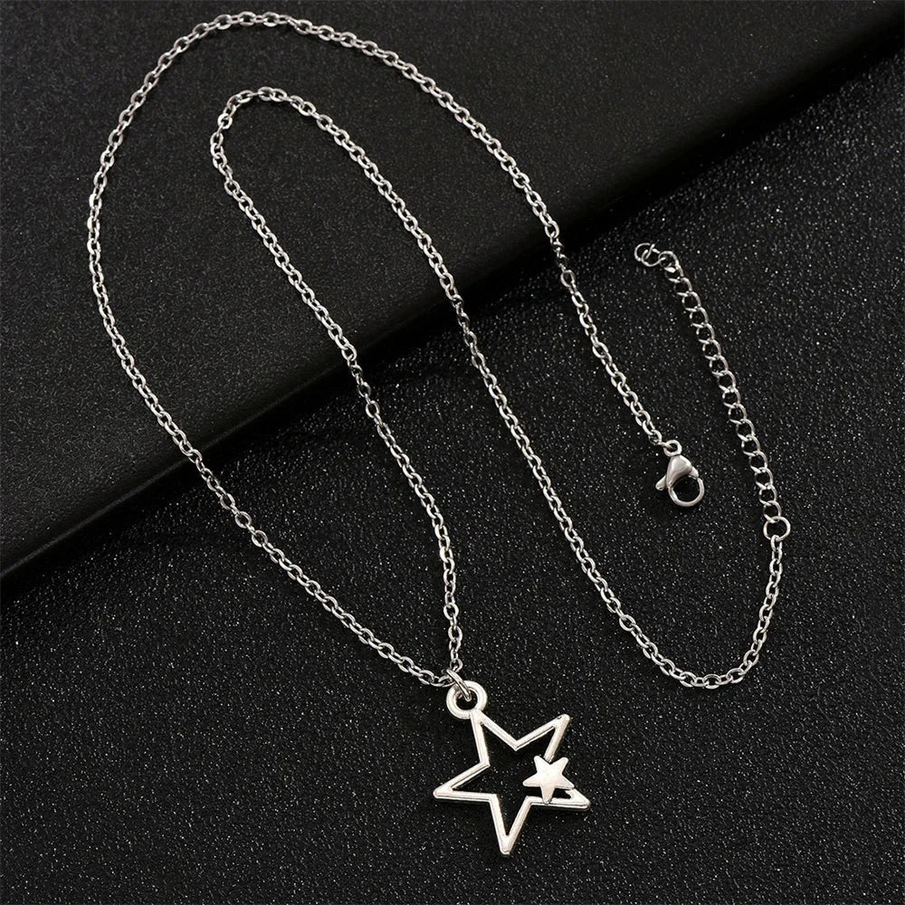 Collier Pendentif Double Etoile
