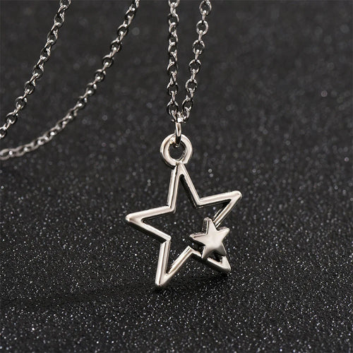 Collier Pendentif Double Etoile