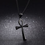 Collier Pendentif Egyptien Croix d'Ankh Homme Femme noir