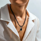 Black Pearl Pendant Necklace for Men