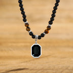 Black Pearl Pendant Necklace for Men