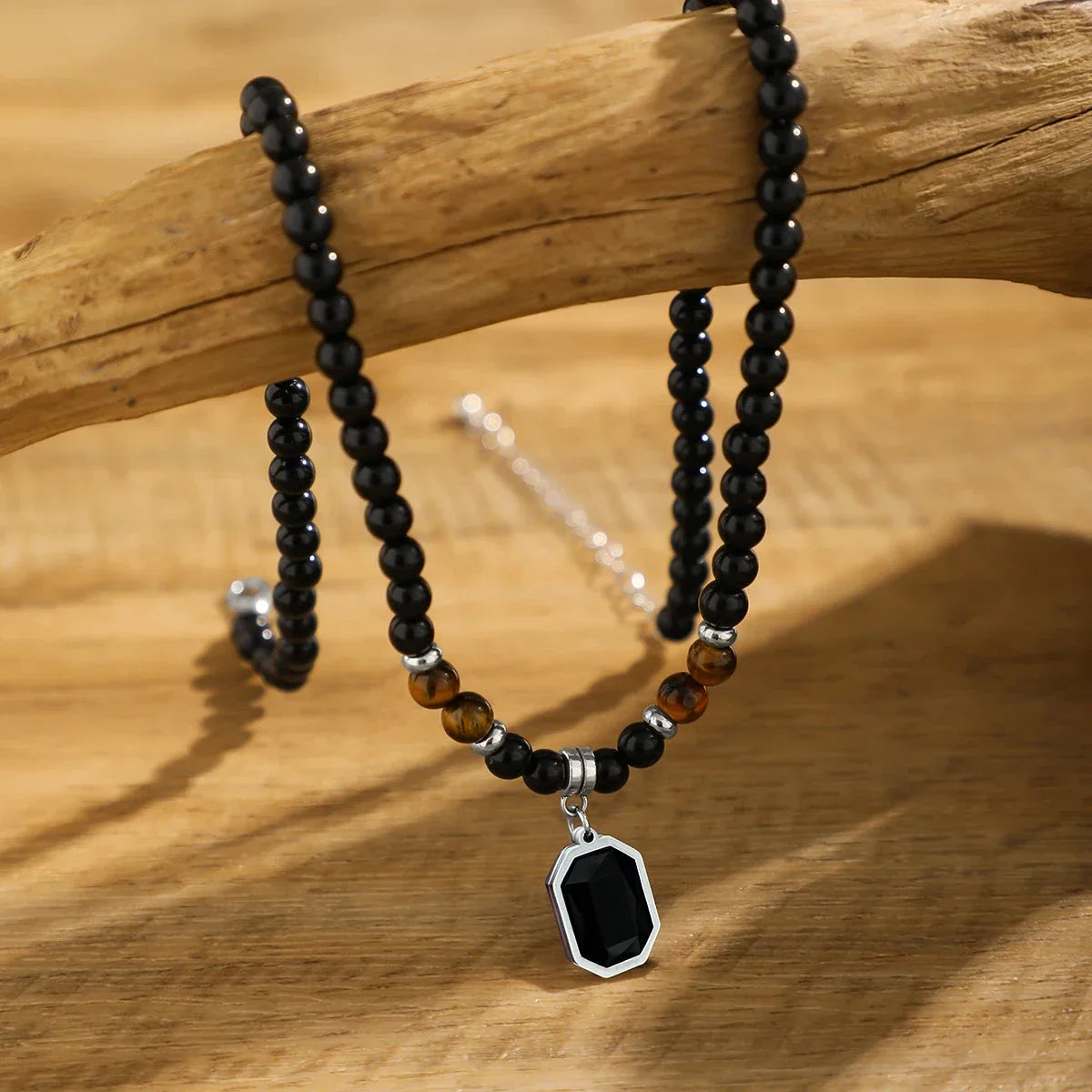 Black Pearl Pendant Necklace for Men