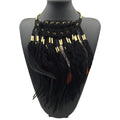 Ethnic Feather Choker Pendant Necklace Black