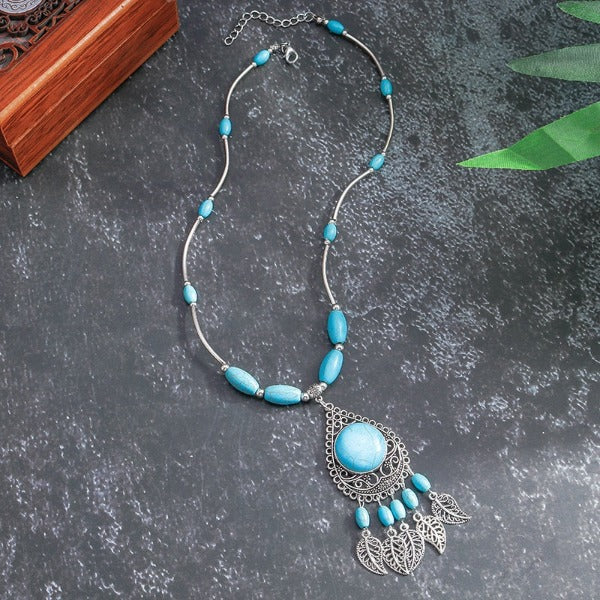Ethnic Turquoise Pendant Necklace