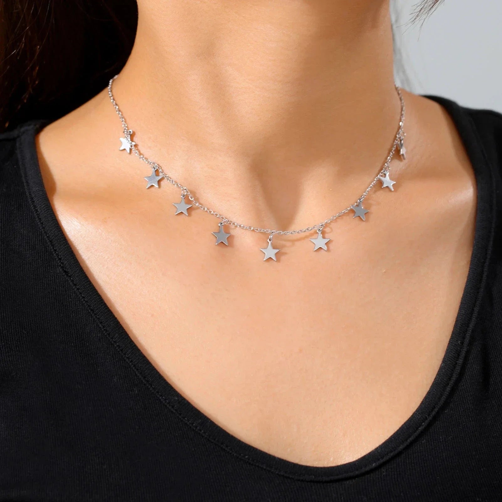 Astrology Star Pendant Necklace silver
