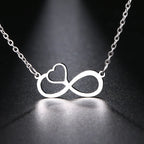 Women's Pendant Necklace Infinity and Heart Symbol silver