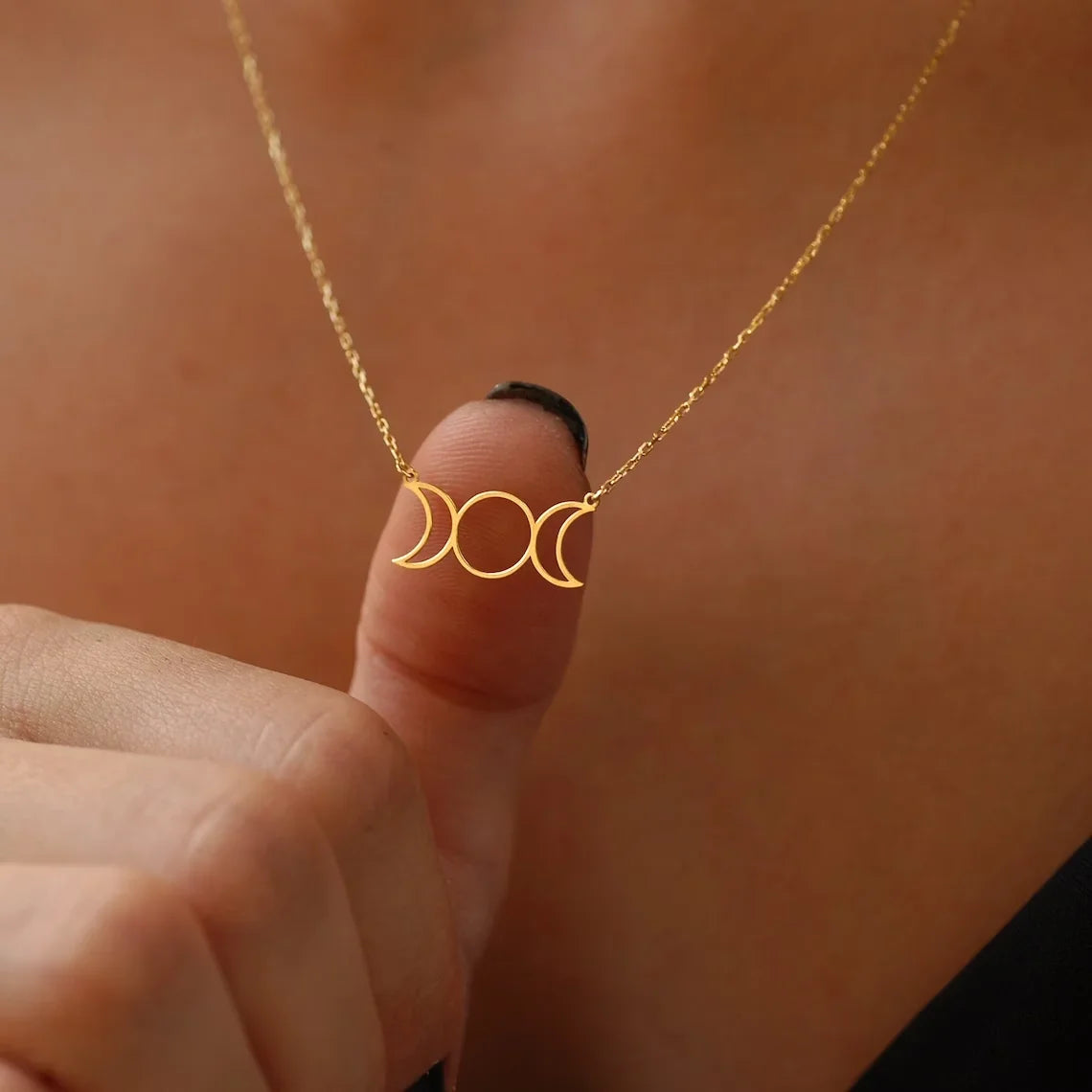 Women's Triple Moon Witchcraft Wiccan Pendant Necklace