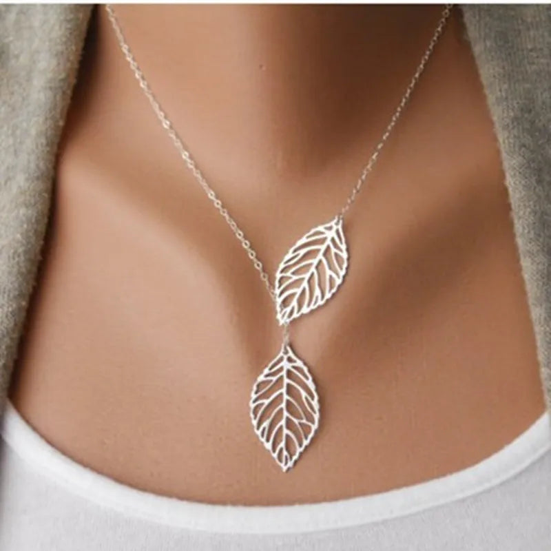Collier Pendentif Feuilles Automnales argent