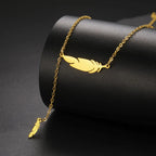 Fine Feather Style A Pendant Necklace Gold