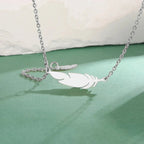 Fine Feather Style B Pendant Necklace Silver