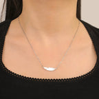 Fine Feather Style B Pendant Necklace Silver