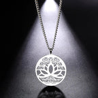Zen Lotus Flower Pendant Necklace silver