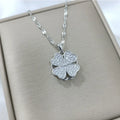 Collier Pendentif Fleur en Zircon Tournante Anti-Stress argent