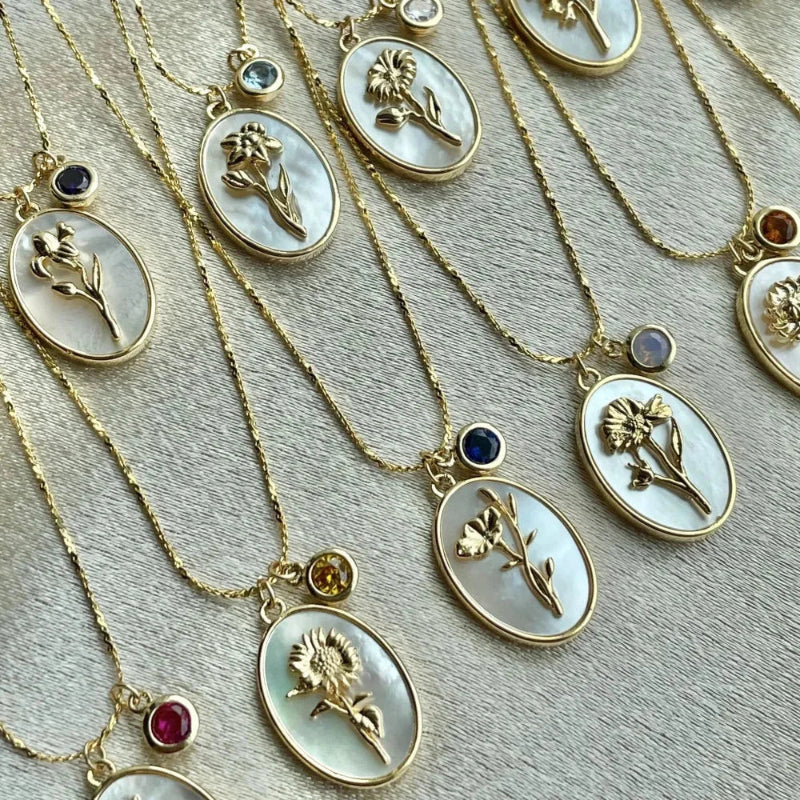 Flower Pendant Necklace Zodiac Sign