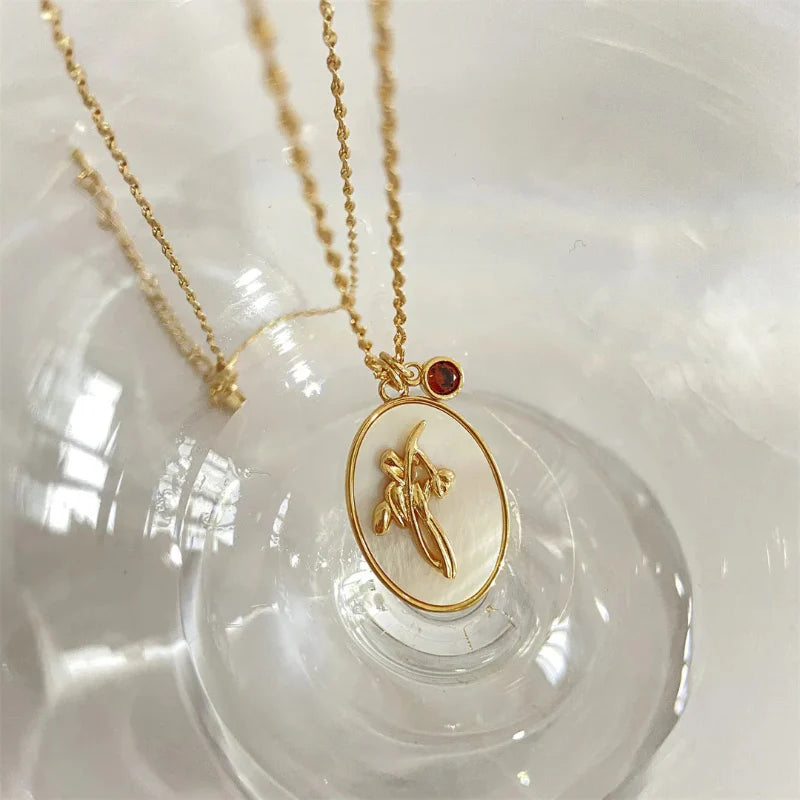 Flower Pendant Necklace Zodiac Sign