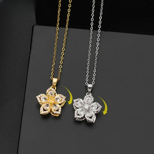 Rotating Flower Pendant Necklace Anti-Stress Gold