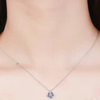 Women's Silver Blue Snowflake Pendant Necklace
