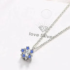 Women's Silver Blue Snowflake Pendant Necklace