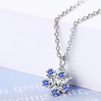 Women's Silver Blue Snowflake Pendant Necklace